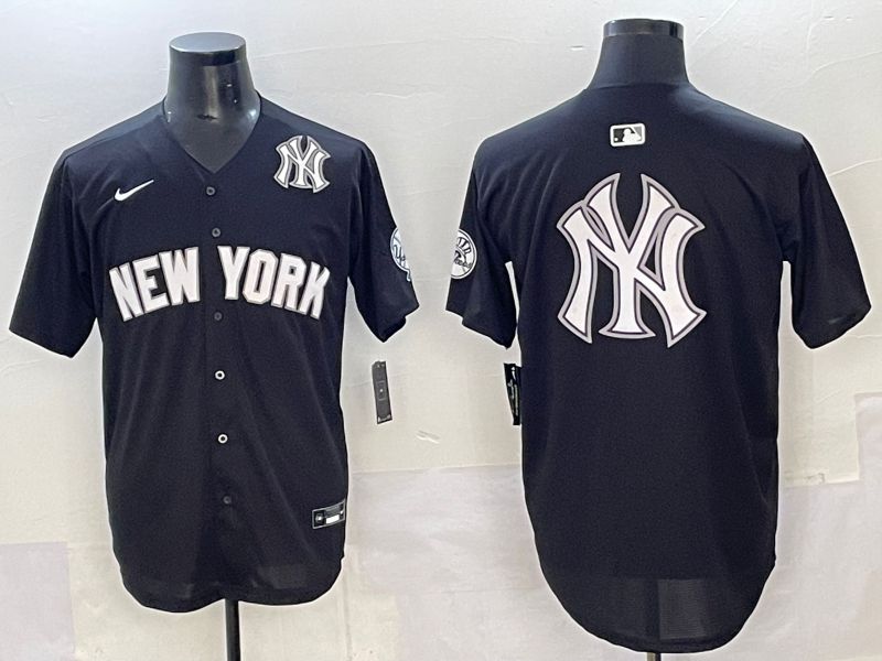 Men 2025 New York Yankees Blank Black Nike MLB Jersey style 0032